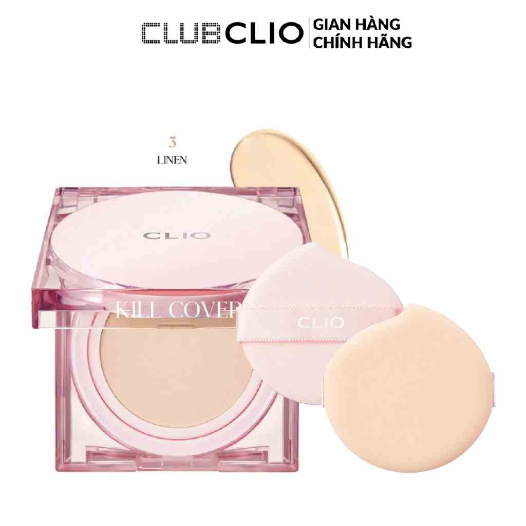 Phấn Nước Căng Mướt Da Clio Kill Cover Mesh Glow Cushion SPF50+, PA++++ 15g (tặng kèm lõi)