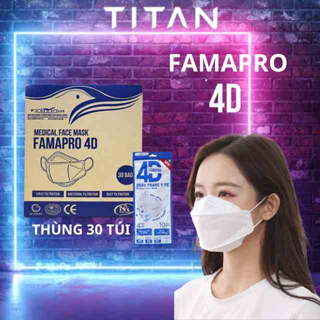 [Famapro 4D Túi - Thùng 30 túi] Khẩu trang kháng khuẩn 4 lớp (10 cái/túi )