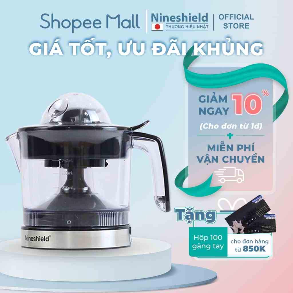 Máy vắt cam Nineshield KB L6 - Máy ép trái cây nhỏ gọn tiện dụng - Viền inox sang trọng - Hàng chính hãng