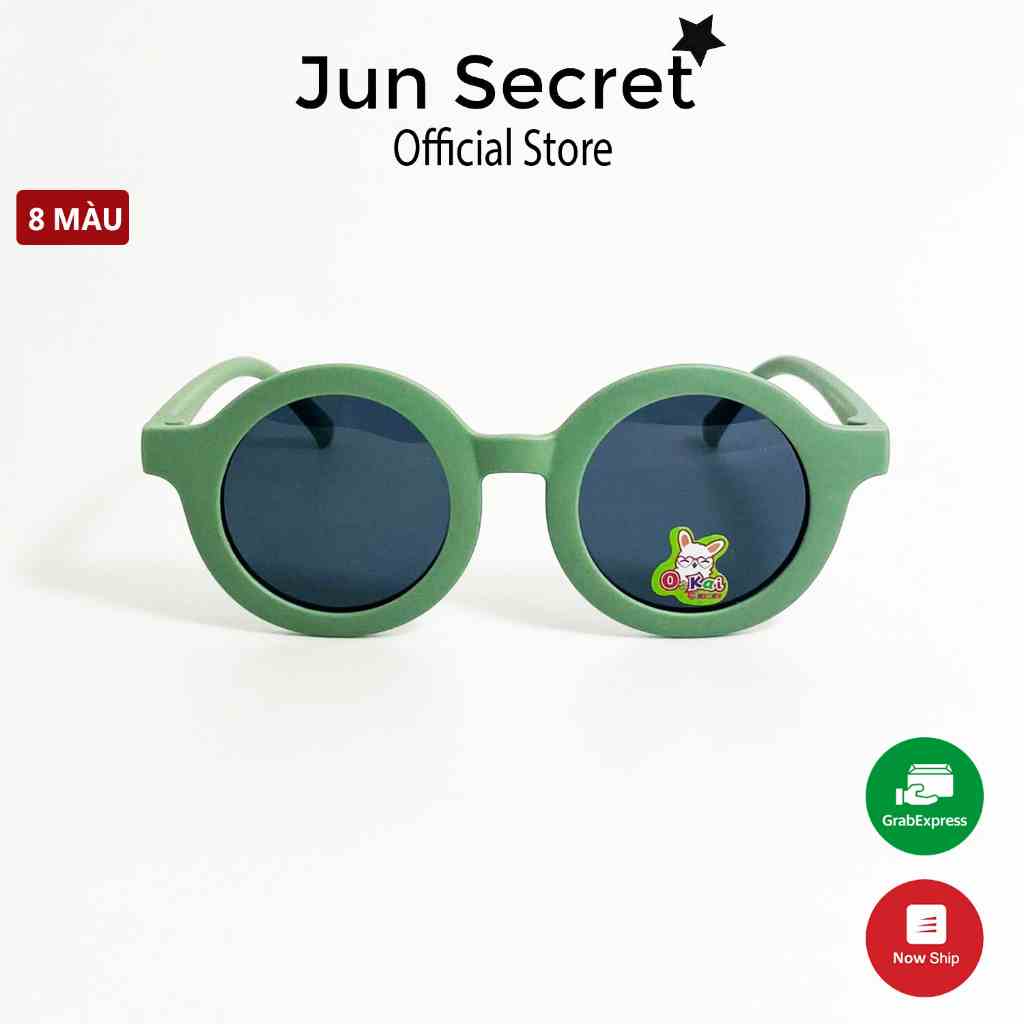 Kính mát trẻ em thời trang Jun Secret gọng tròn nhựa dẻo chống tia UV cao cấp dành cho bé trai và bé gái JS11065