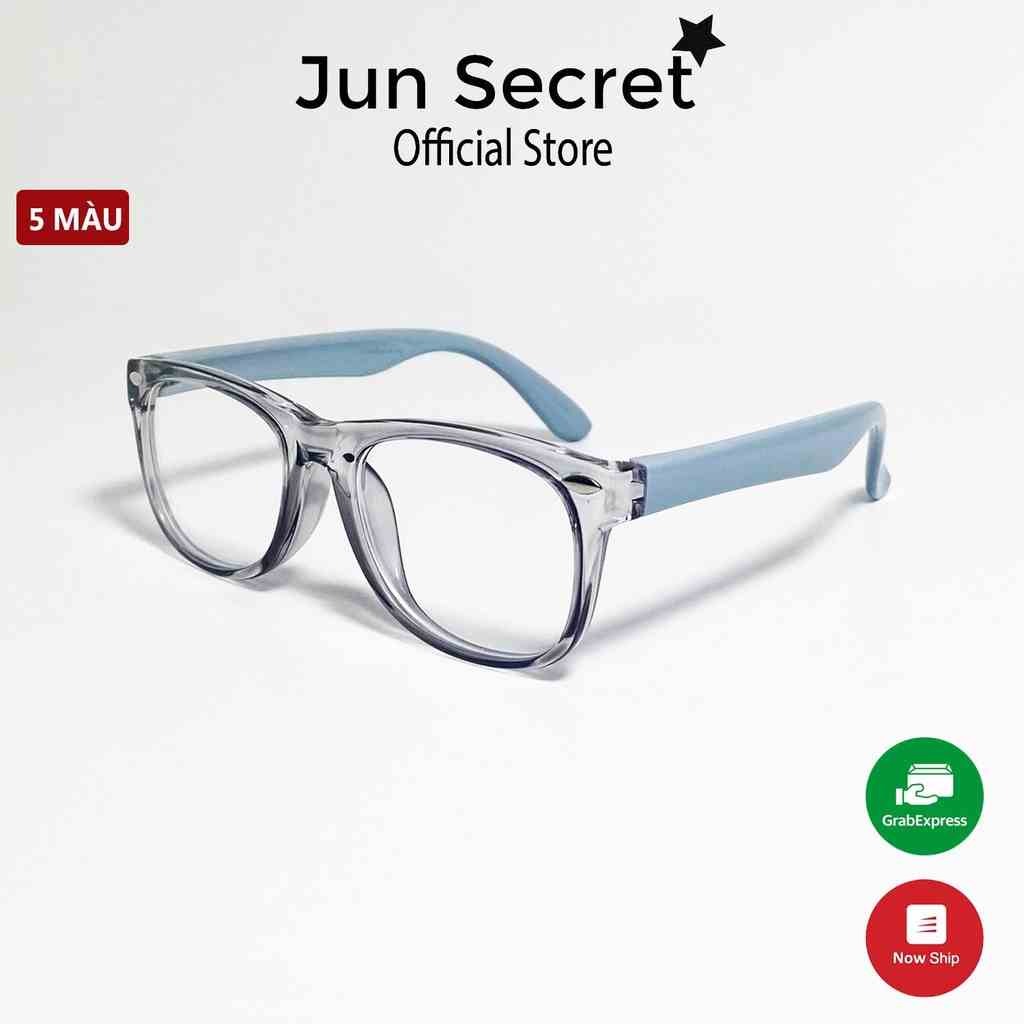 Kính giả cận trẻ em Jun Secret gọng nhựa dẻo siêu xịn chống gãy, tròng 0 độ chống bụi,chống tia UV an toàn cho bé JS0032