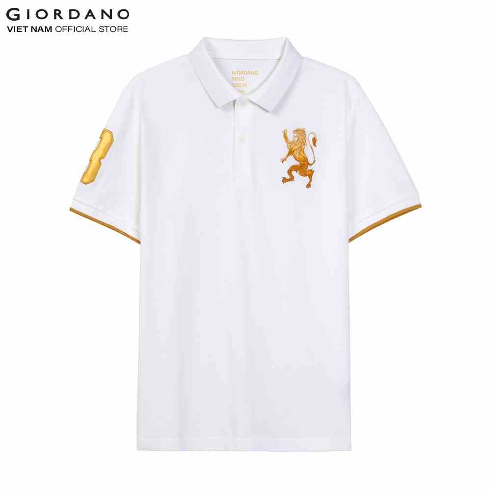 Áo Thun Nam Có Cổ Thêu Logo Sư Tử 3D Giordano 01012222