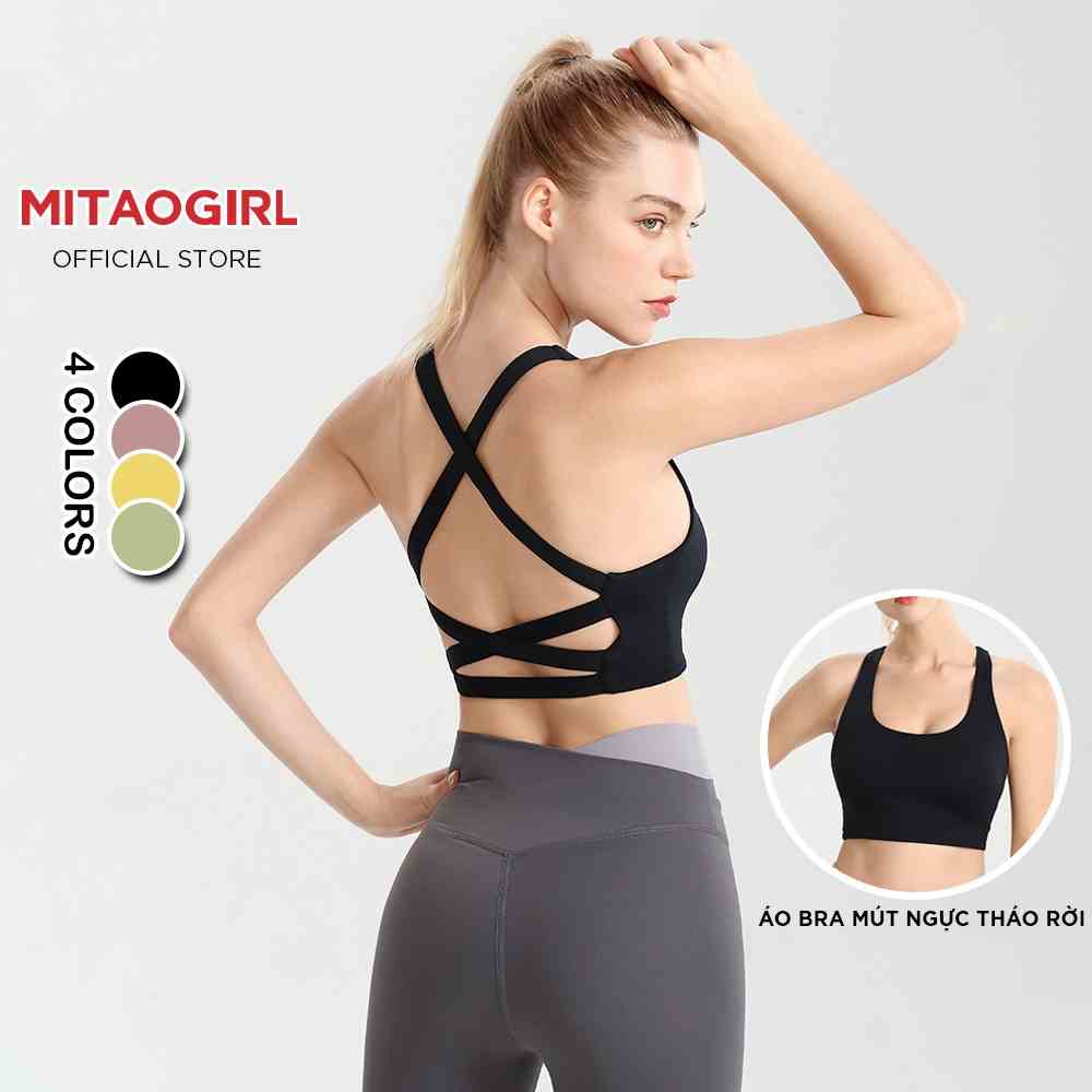 Áo bra tập gym yoga nữ MITAOGIRL kiểu áo 2 dây đan chéo hở lưng thể thao chất poly lạnh mát co giãn nâng đỡ ngực