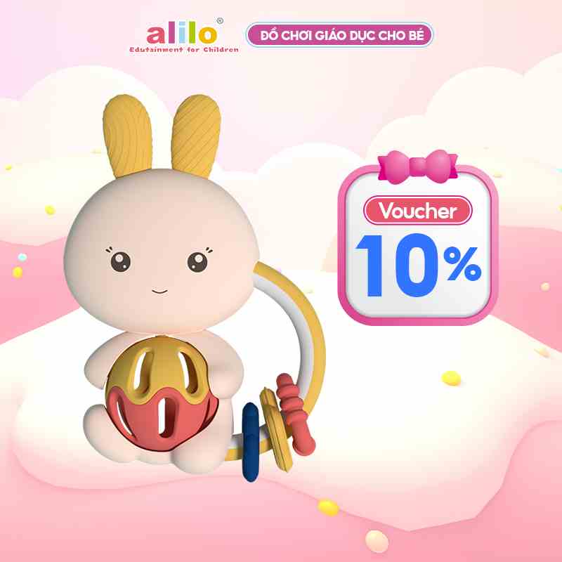 Xúc xắc gặm nướu kèm lục lạc hỗ trợ phát triển răng miệng cho bé sơ sinh Alilo Baby Rattle C1-1 - Hàng chính hãng