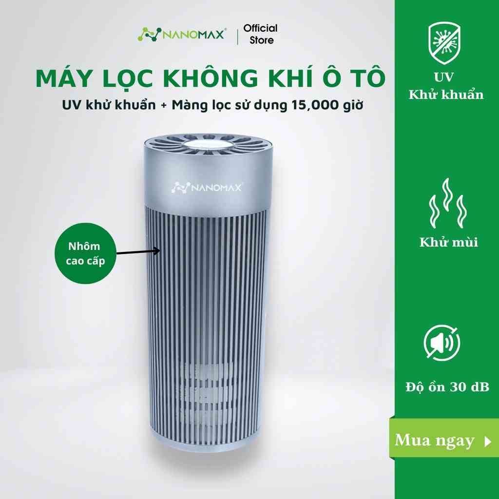 Máy Lọc Không Khí Ô Tô Nanomax Uv-02, Lọc Bụi Mịn, Khử Mùi, Uv Khử Khuẩn Công Nghệ Black Mới Nhất, Màn Hình Cảm Ứng, 12t