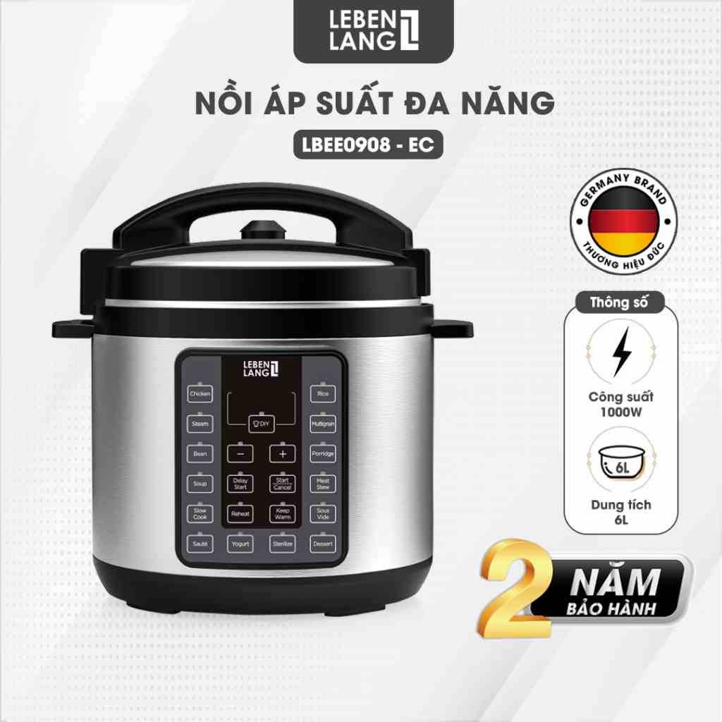 Nồi áp suất điện đa năng LEBENLANG LBEE0908-EC 6L chế độ ninh hầm siêu nhanh, tiết kiệm thời gian - hàng chính hãng