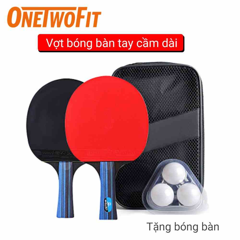 OneTwoFit Bộ 2 Vợt Bóng Bàn Cao Cấp Tặng Kèm 3 Bóng，mặt mút đàn hồi  ET006201