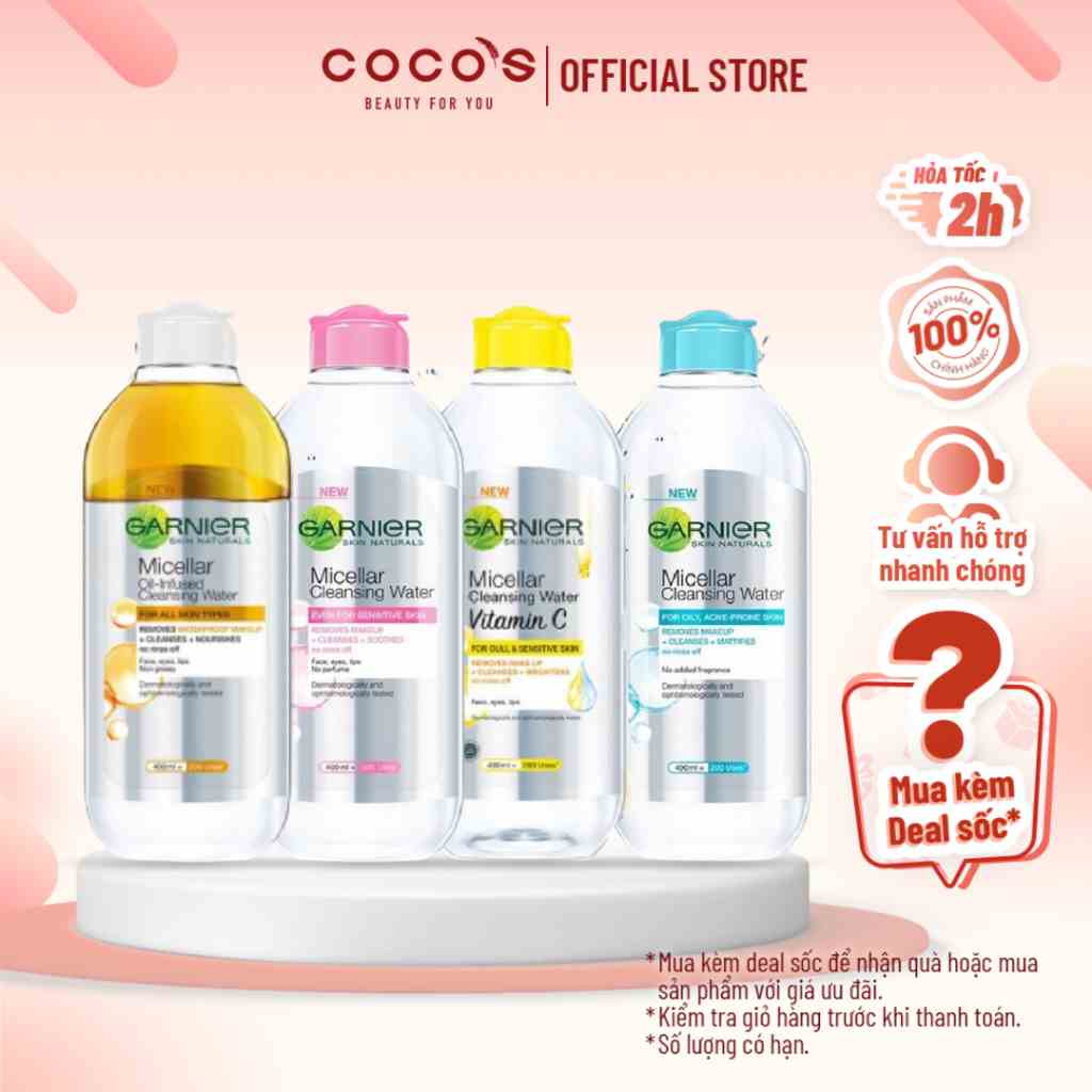 Nước tẩy trang Garnier Micellar Water dành cho mọi loại da 400ml