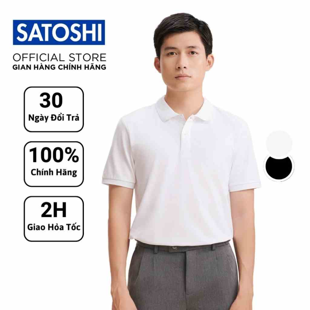 [Mã BMLTB200 giảm đến 100K đơn 499K] Áo Polo Satoshi Micro Pique SAPL82 Đen Trắng Tay Ngắn Dáng Vừa Chất Cotton Co Giãn