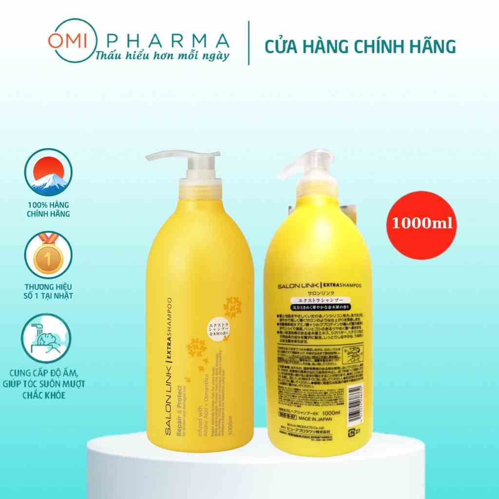 Bộ Dầu Gội Xả Siêu Dưỡng Phục Hồi Tóc Hư Tổn Salon Link Chứa Chiết Xuất Hoa Mộc Vàng Nhật Bản (1000ml)