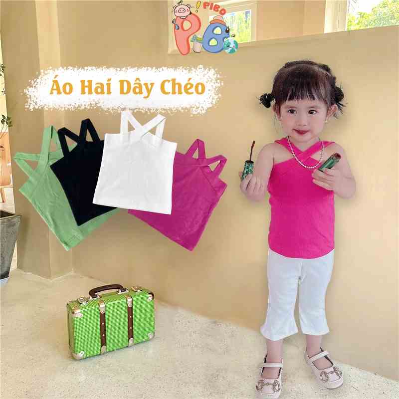 Áo Hai Dây Bé Gái Bản To Thiết Kế 2 Dây Chéo Sành Điệu Vải Zip Co Dãn Tốt, Dễ Phối Đồ - BabyBoo - PiBo