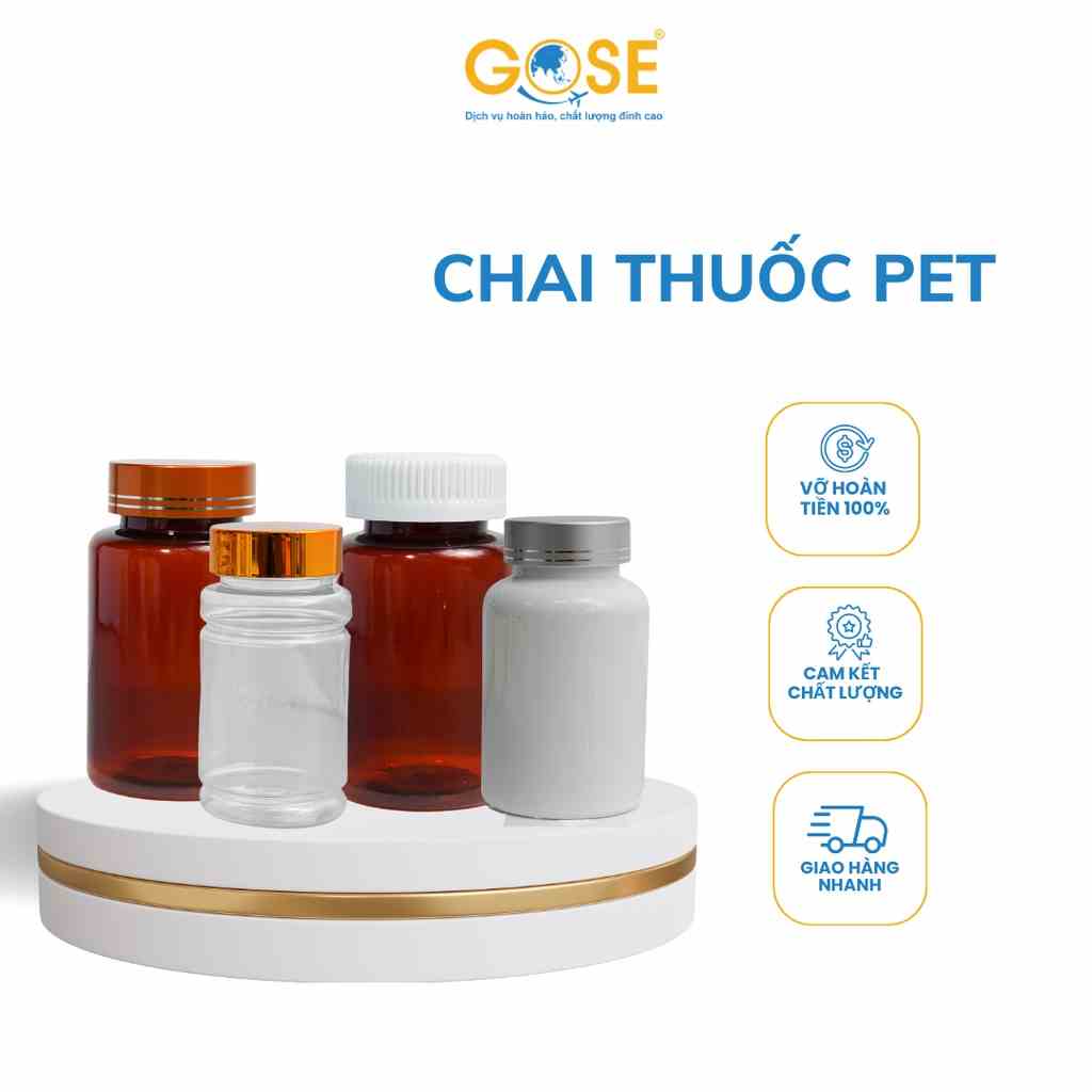 [Mã BMLTB35 giảm đến 35K đơn 99K] Vỏ chai nhựa đựng thuốc PET GOSE lọ chứa viên nang thực phẩm chức năng