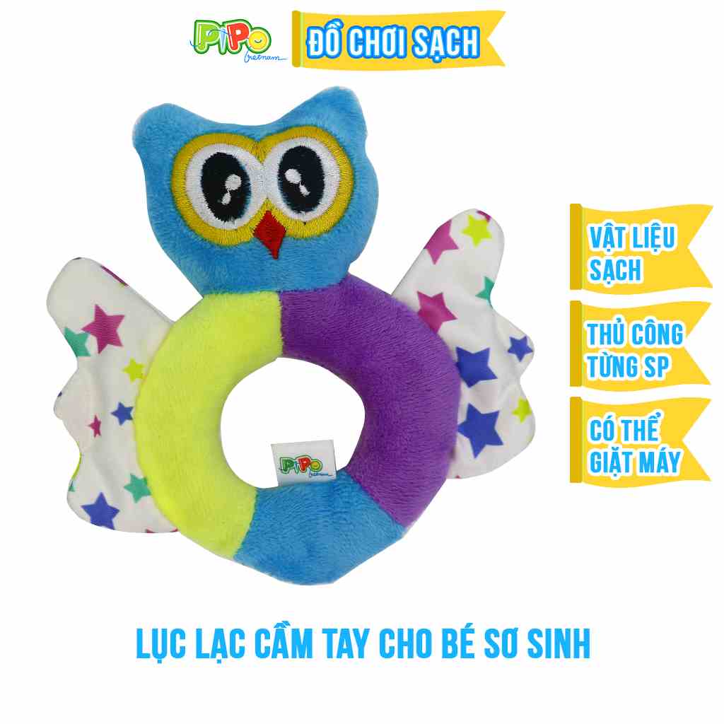 Lục lạc cầm tay PiPoVietnam - Hình Cú vọ tinh anh - Dành cho bé từ 0 đến 12 tháng tuổi - Phát triển thính giác