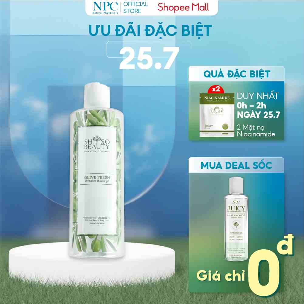 [Mã BMTTC60K giảm đến 60K đơn 50K] Sữa tắm nước hoa Anh quốc SHSO Beauty Olive Fresh chai 500ml