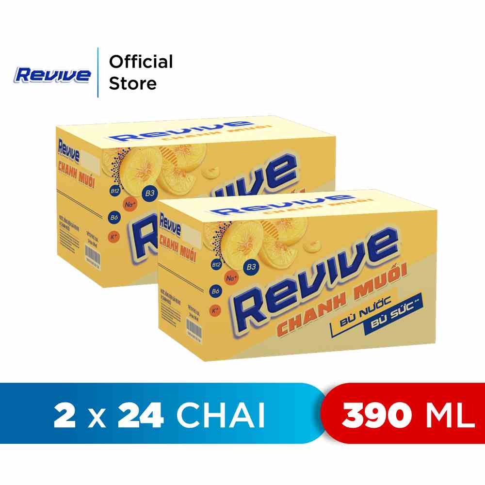 [HỎA TỐC-HCM&ĐN&HN]Combo 2 Thùng 24 Chai Nước Giải Khát Revive Chanh Muối (390ml/chai)