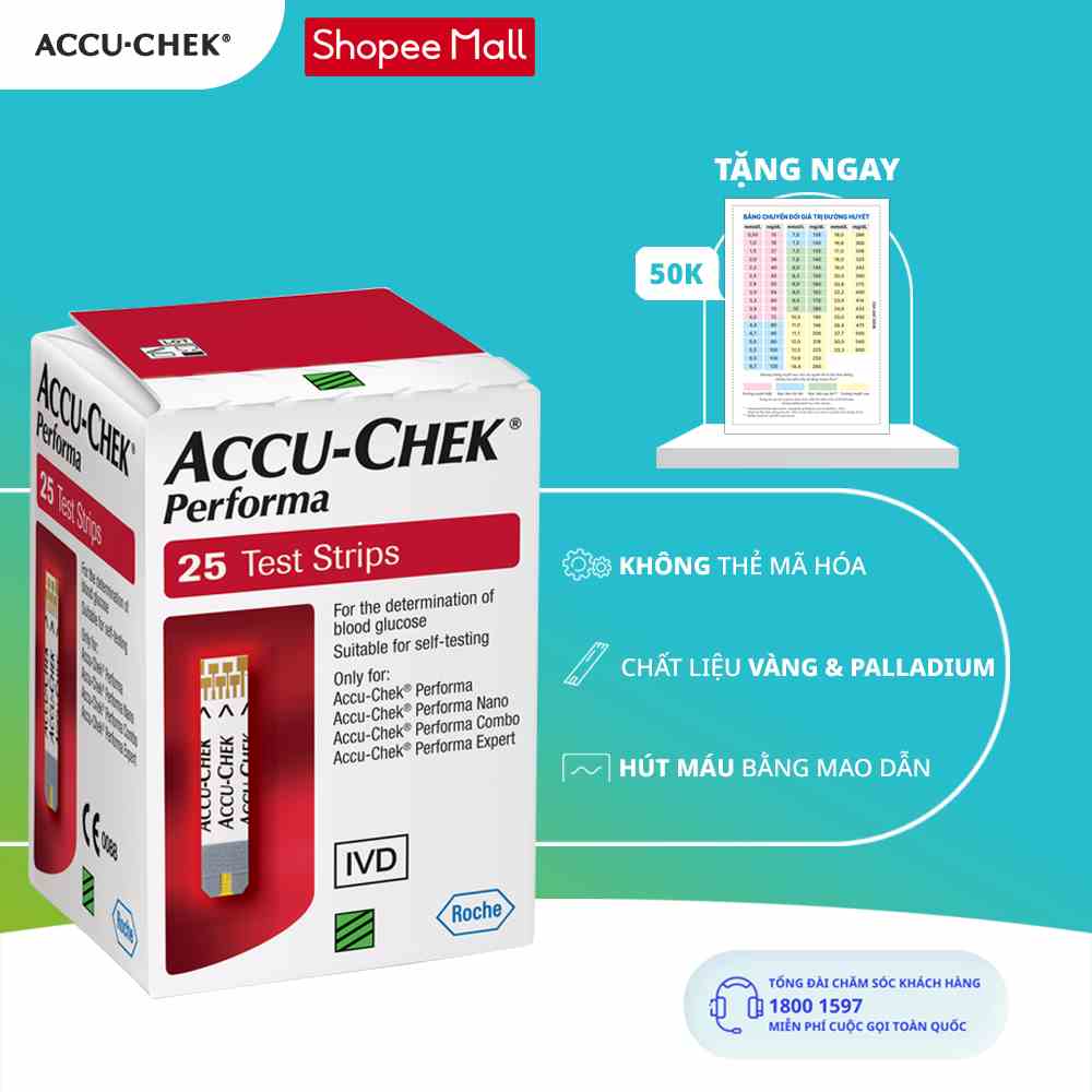 Hộp 25 Que Thử Đường Huyết ACCU-CHEK® Performa