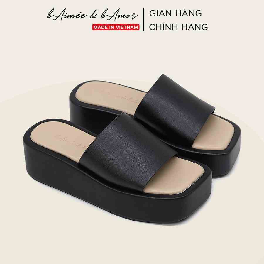 Dép nữ đế bánh mì Pumps Buckled Sandal đi biển quai ngang thời trang bAimée & bAmor - MS3047