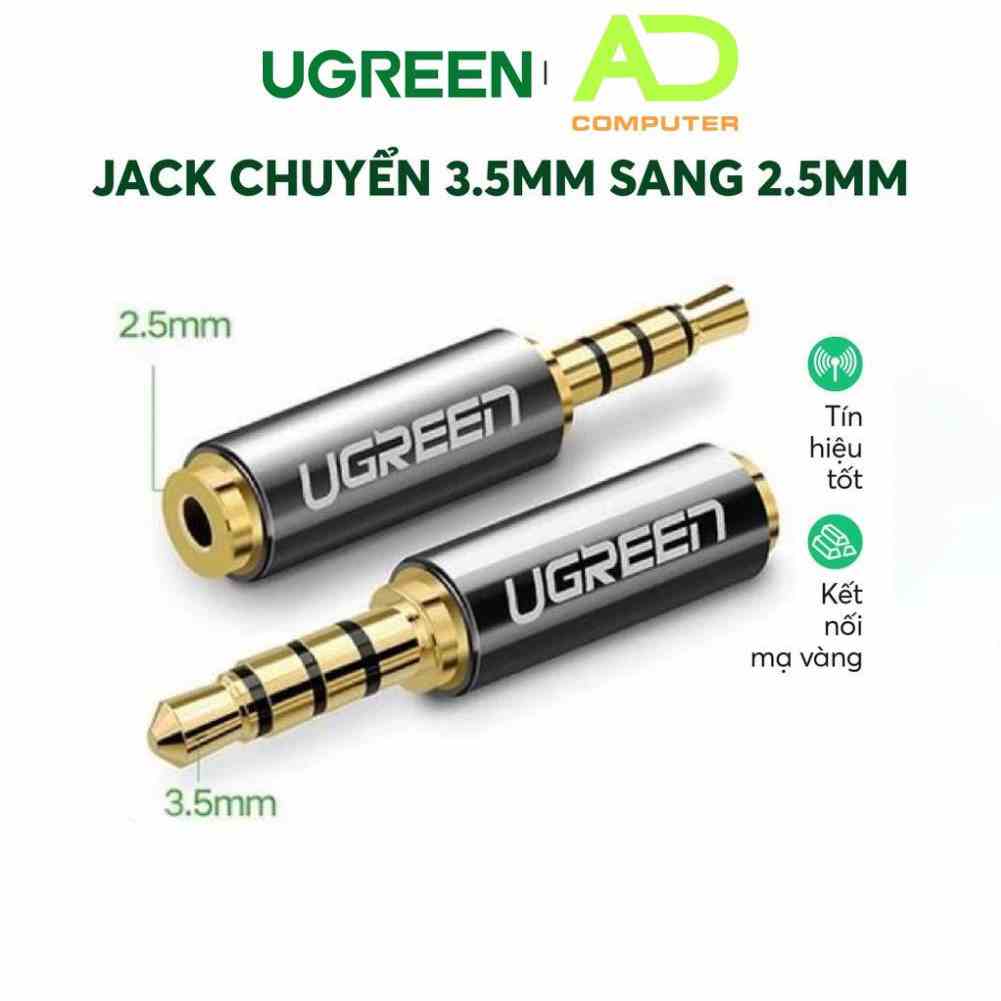 [Mã BMLTB35 giảm đến 35K đơn 99K] Đầu chuyển đổi 2.5mm cái (có lỗ) sang 3.5mm đực dài 25mm UGREEN 20502 (Đen)