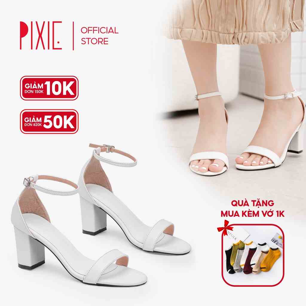 Giày Sandal Cao Gót 7cm Đế Vuông Pixie X848