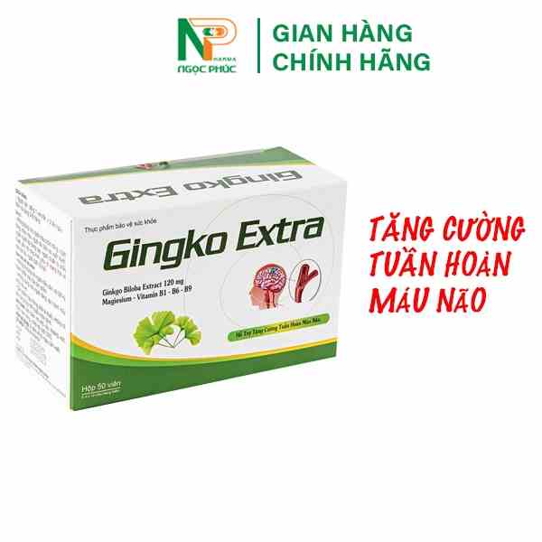 Viên Uống Bổ Não NGỌC PHÚC Viên Uống Gingko Extra Giúp Tăng Cường Tuần Hoàn Máu Não Hộp 50 Viên