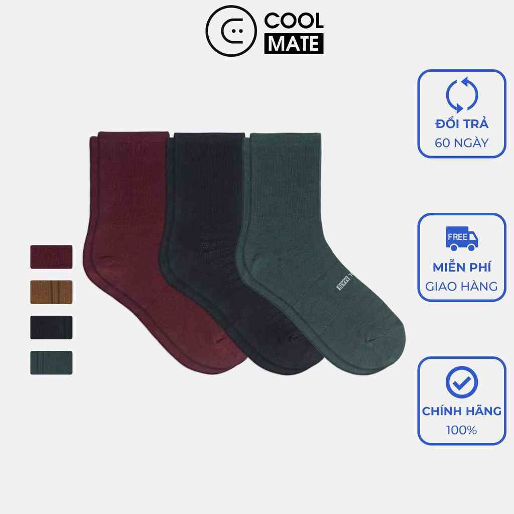 Combo 3 đôi tất cổ dài Cotton Solid Casual mềm mại thoáng khí - thương hiệu Coolmate