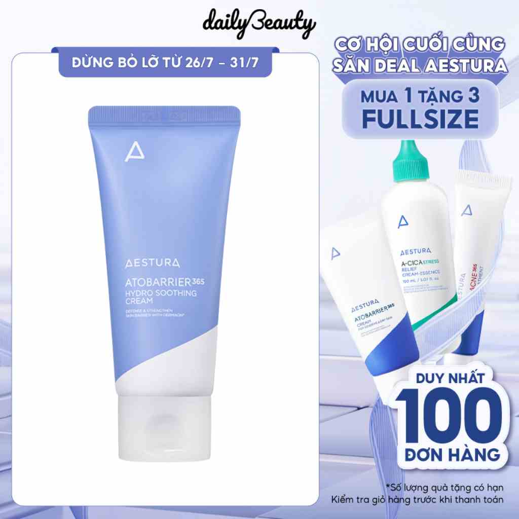 Kem Dưỡng Ẩm Làm Dịu Da AESTURA ATOBARRIER365 Hydro Soothing Cream 60ml Daily Beauty Official