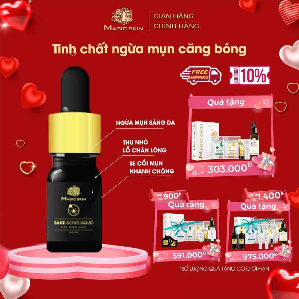 Tinh chất ngừa mụn không xưng Magic Skin Sake Acnes Liquid 5ML