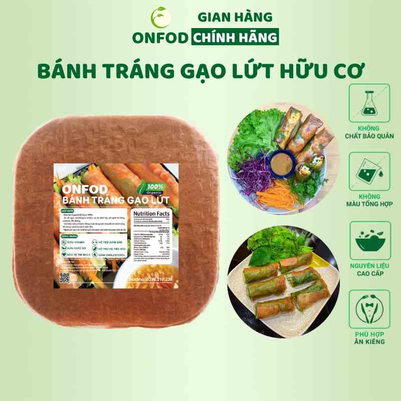 Bánh tráng gạo lứt rau củ ngũ sắc hữu cơ ONFOD ăn kiêng giảm cân healthy eatclean 500g