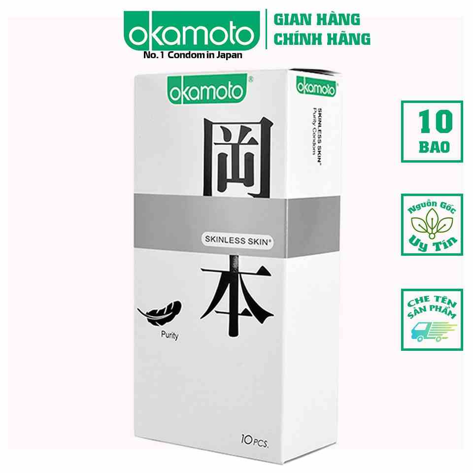 [Mã BMLTB35 giảm đến 35K đơn 99K] Bao Cao Su Okamoto Skinless Skin Purity Không Mùi Tinh Khiết Hộp 10 Cái