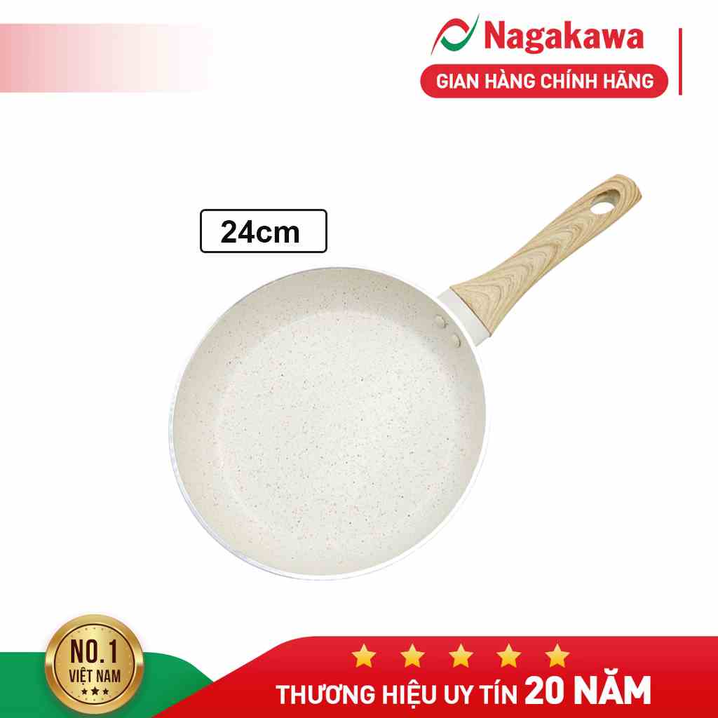 Chảo vân đá đáy từ Nagakawa NAG2406 (24cm) - Nhôm nguyên khối - Dùng cho mọi loại bếp