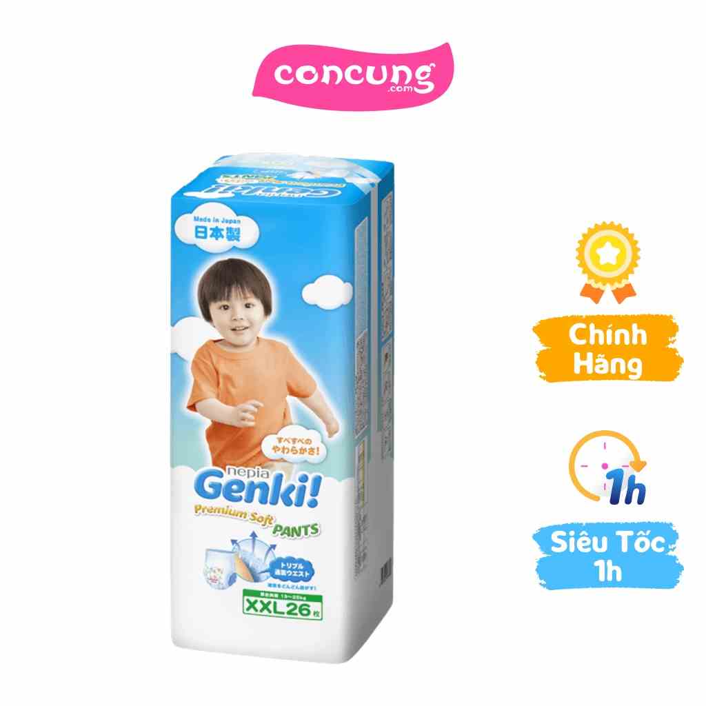 Tã/Bỉm quần Nhật Bản cao cấp Genki size XXL 26 miếng