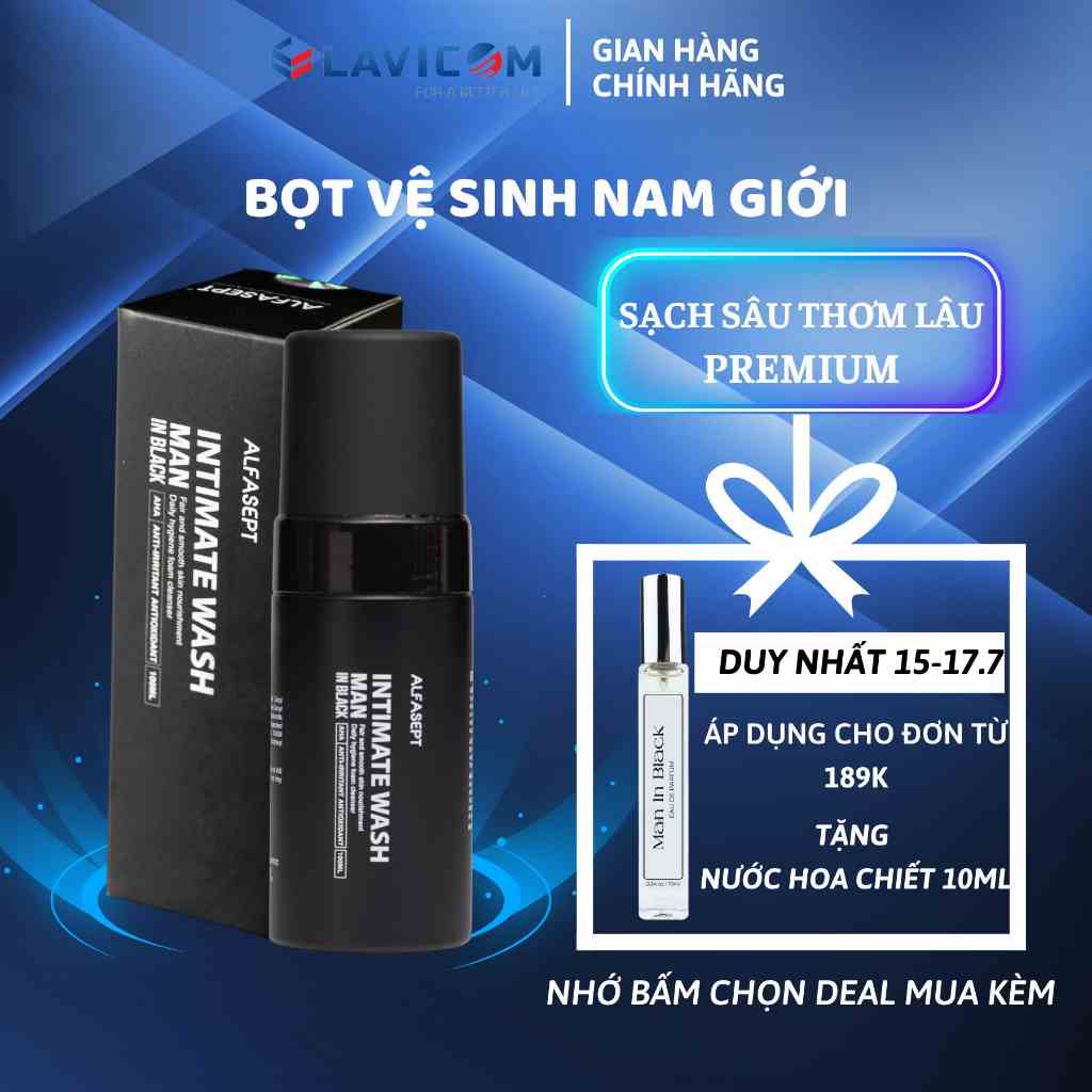 Bọt Vệ Sinh Nam ALFASEPT Intimate Wash For Men In Black Chai 100ml hương nước hoa