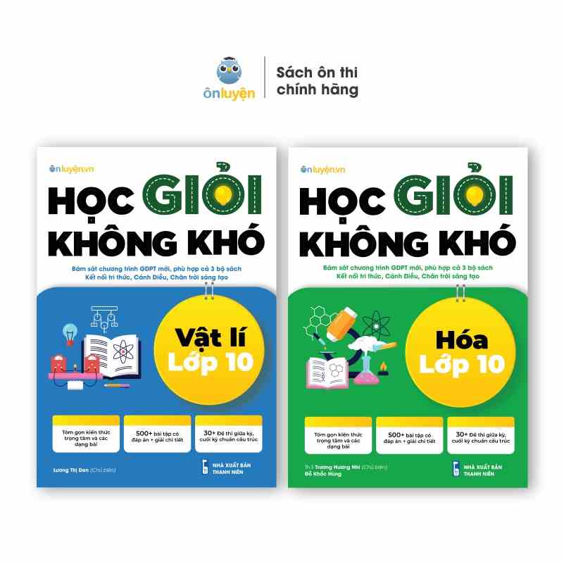 Lớp 10- Combo 2 Sách Học giỏi không khó môn Lí Hóa lớp 10- Dùng cho cả 3 sách Kết nối, Cánh diều, Chân trời