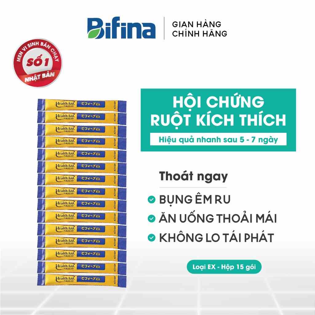 Men vi sinh Bifina Ex Nhật Bản -Loại EX 15 gói - Cho người viêm đại tràng, hội chứng ruột kích thích