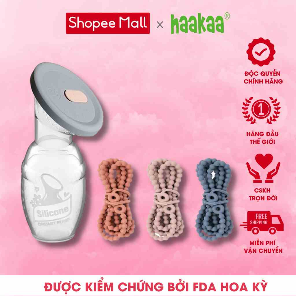 Combo cốc hứng sữa Gen.1, nắp đậy và dây đeo Haakaa. Chất liệu silicone cao cấp, an toàn