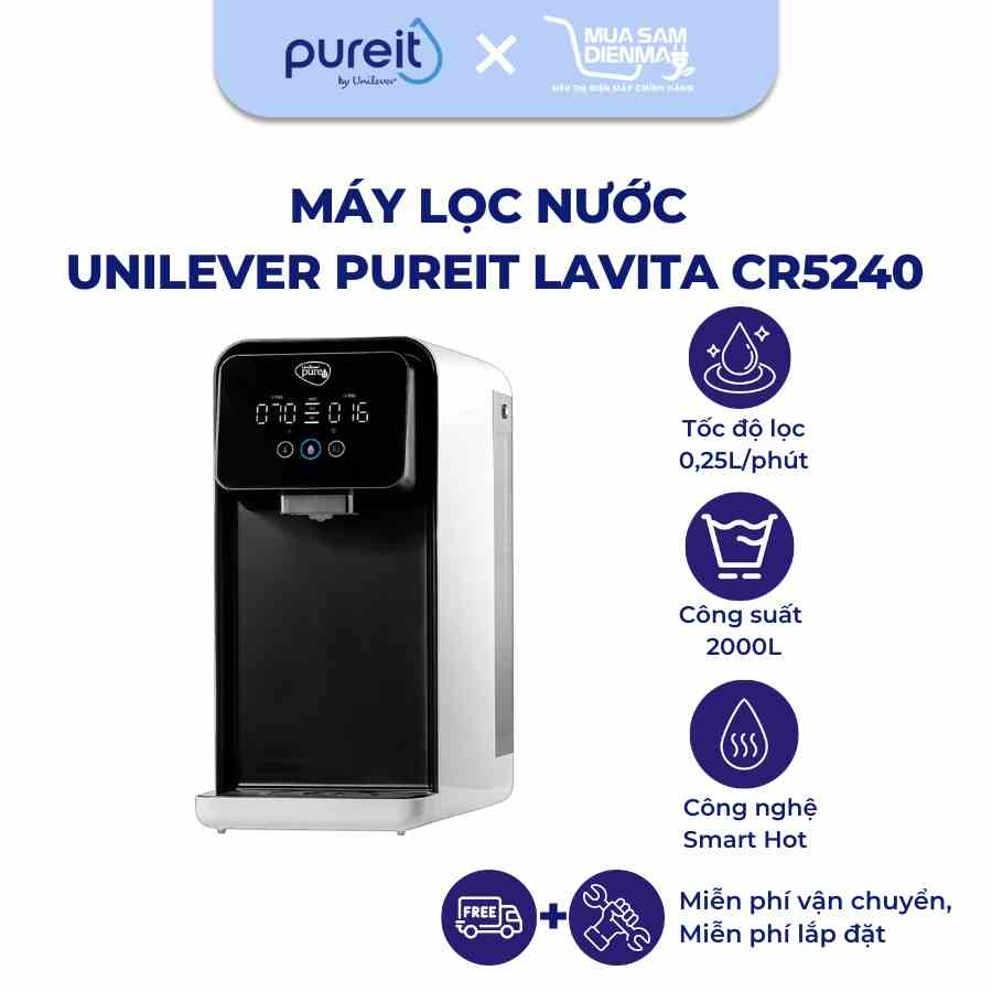 Máy Lọc Nước UNILEVER Pureit Lavita - CR5240 Chức Năng Làm Nóng Nhiều Cấp Độ Tích Hợp Công Nghệ RO+UV - Hàng Chính Hãng