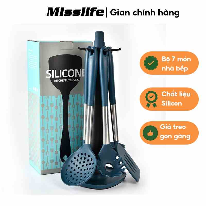 Bộ dụng cụ nấu ăn Misslife gồm 7 món bằng silicon chịu nhiệt an toàn cho sức khỏe