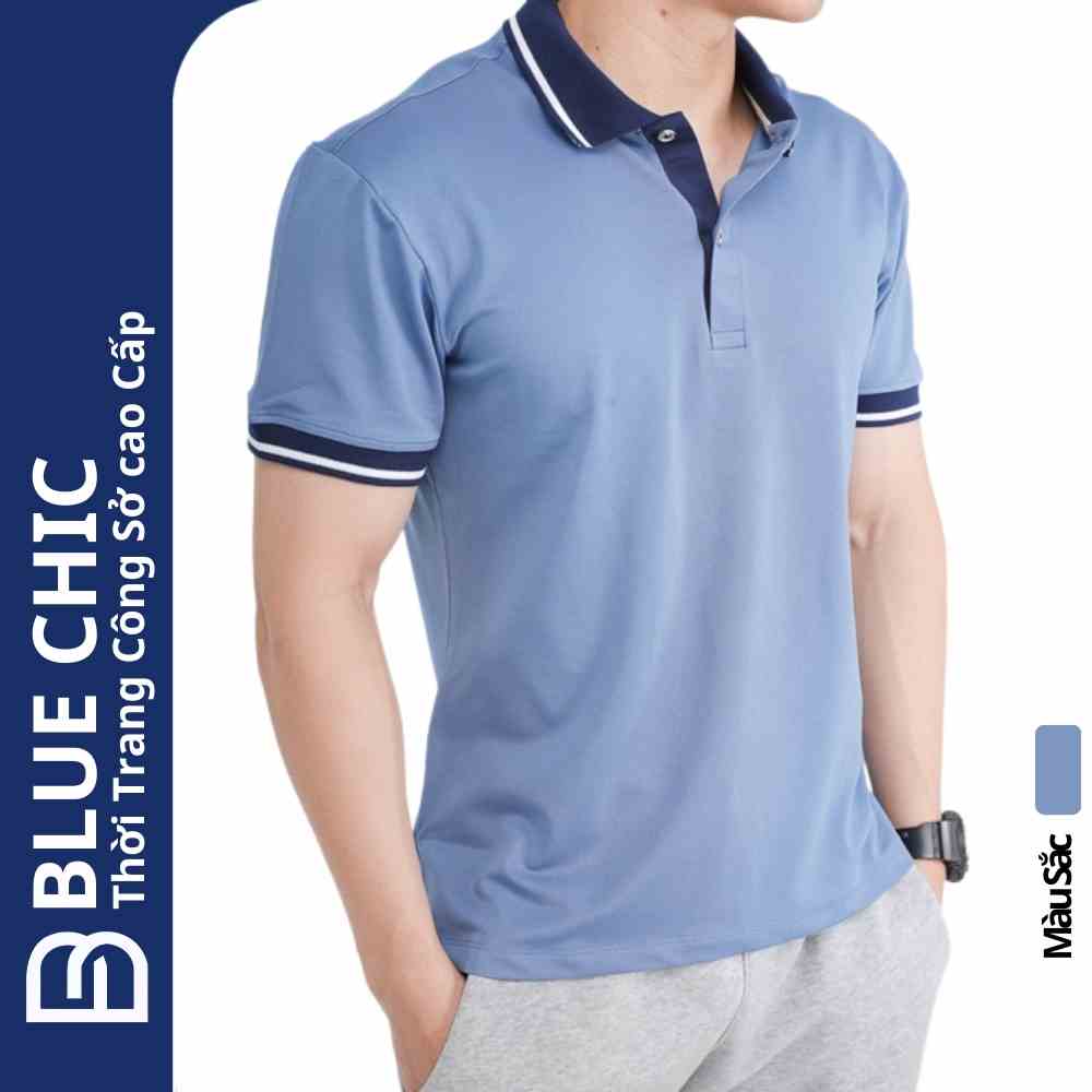 [Mã BMLTB200 giảm đến 100K đơn 499K] Áo Polo Nam BLUECHIC Cổ Bẻ Màu Xanh Đá Trẻ Trung Năng Động