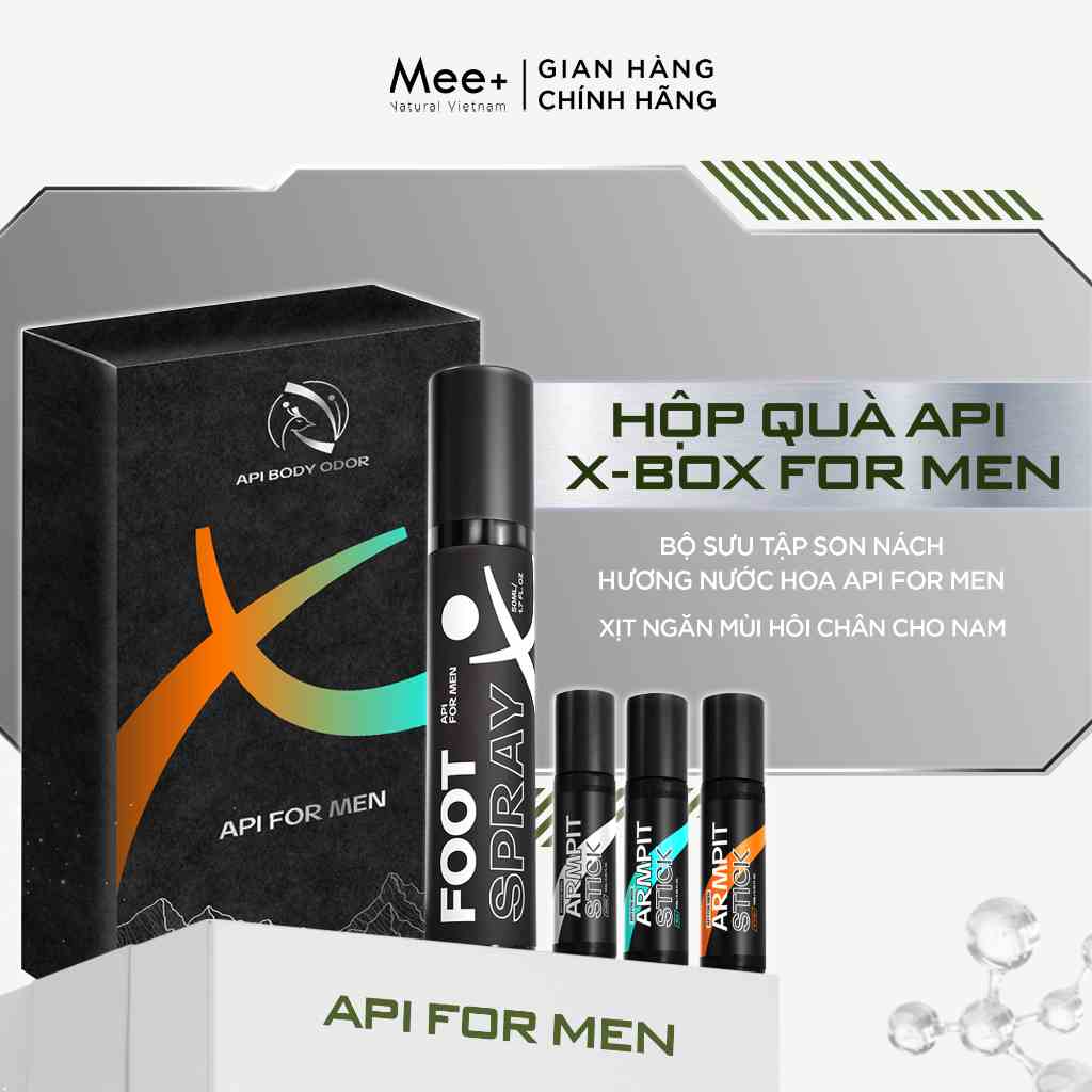 Set quà tặng khử mùi hôi chân API MEN, xịt khử mùi hôi chân lên đến 24h, ngăn tiết mồ hôi giúp khô thoáng 50ml