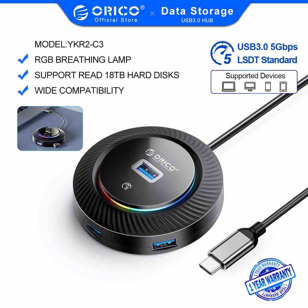 Orico Bộ Chia 4 Cổng USB 3.0 1 Cổng Sạc USB 5 Gbps 0.3 / 0.5 / 1 / 1.8 M Cho Máy Tính Laptop