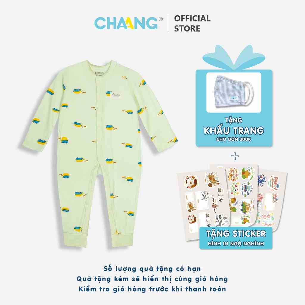 [CHAANG] Bộ body dài cúc giữa Spring ô tô xanh