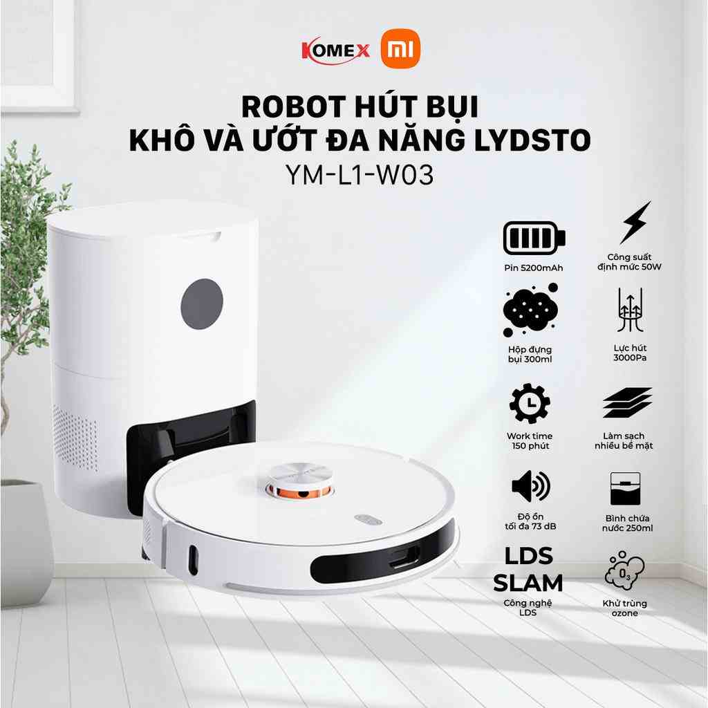 [Mã BMLTA35 giảm đến 35K đơn 99K] Robot quét và lau nhà Lydsto L1 (Điều hướng LDS)