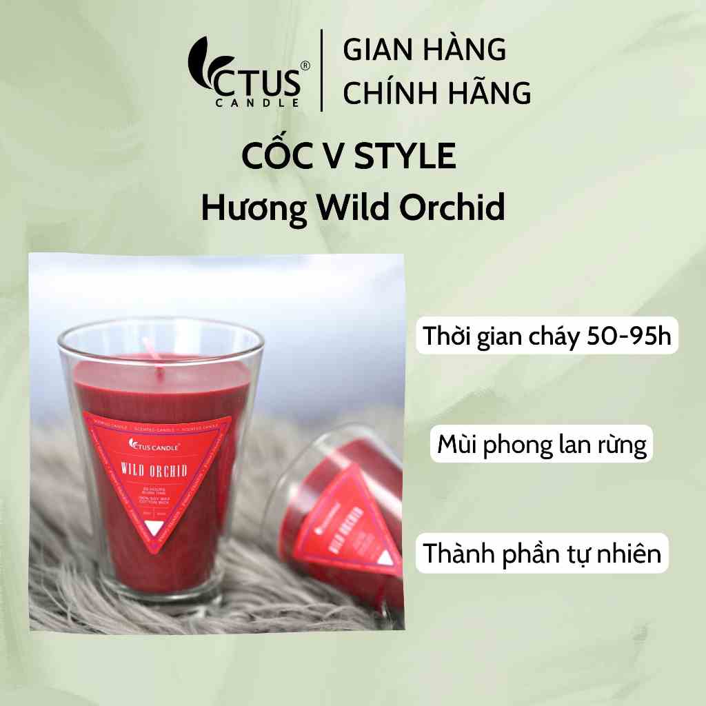 [Mã BMLTA35 giảm đến 35K đơn 99K] Nến thơm Cốc Vstyle Ctus Candle 8oz & 15oz hương Wild Orchid (Phong lan rừng)