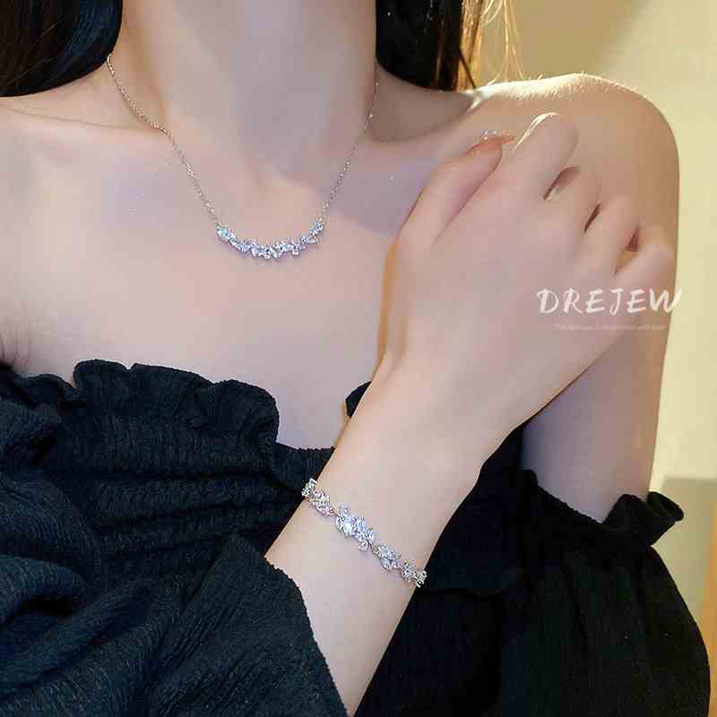 DREJEW Vòng cổ Đính Đá Zircon Hình Giọt Nước Đơn Giản Thời Trang Phong Cách Hàn Quốc