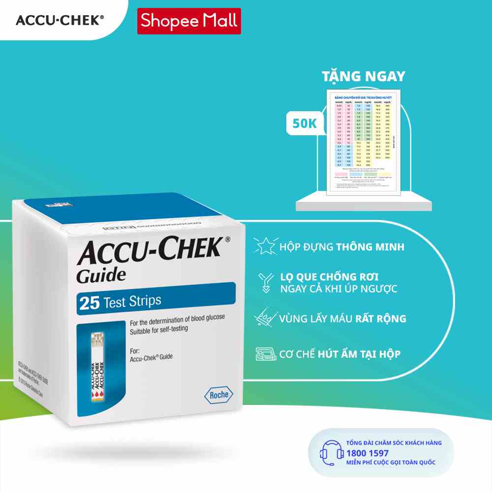 Hộp 25 Que Thử Đường Huyết ACCU-CHEK® Guide