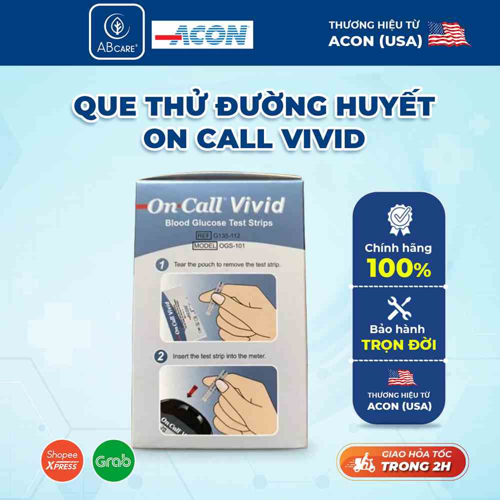 Que thử đường huyết On call Vivid Acon Hộp 25 que