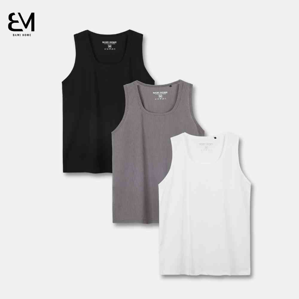 Áo tank top nam thun gân co giãn BAMIHOME áo ba lỗ nam tập gym thoáng mát sát nách ATT05