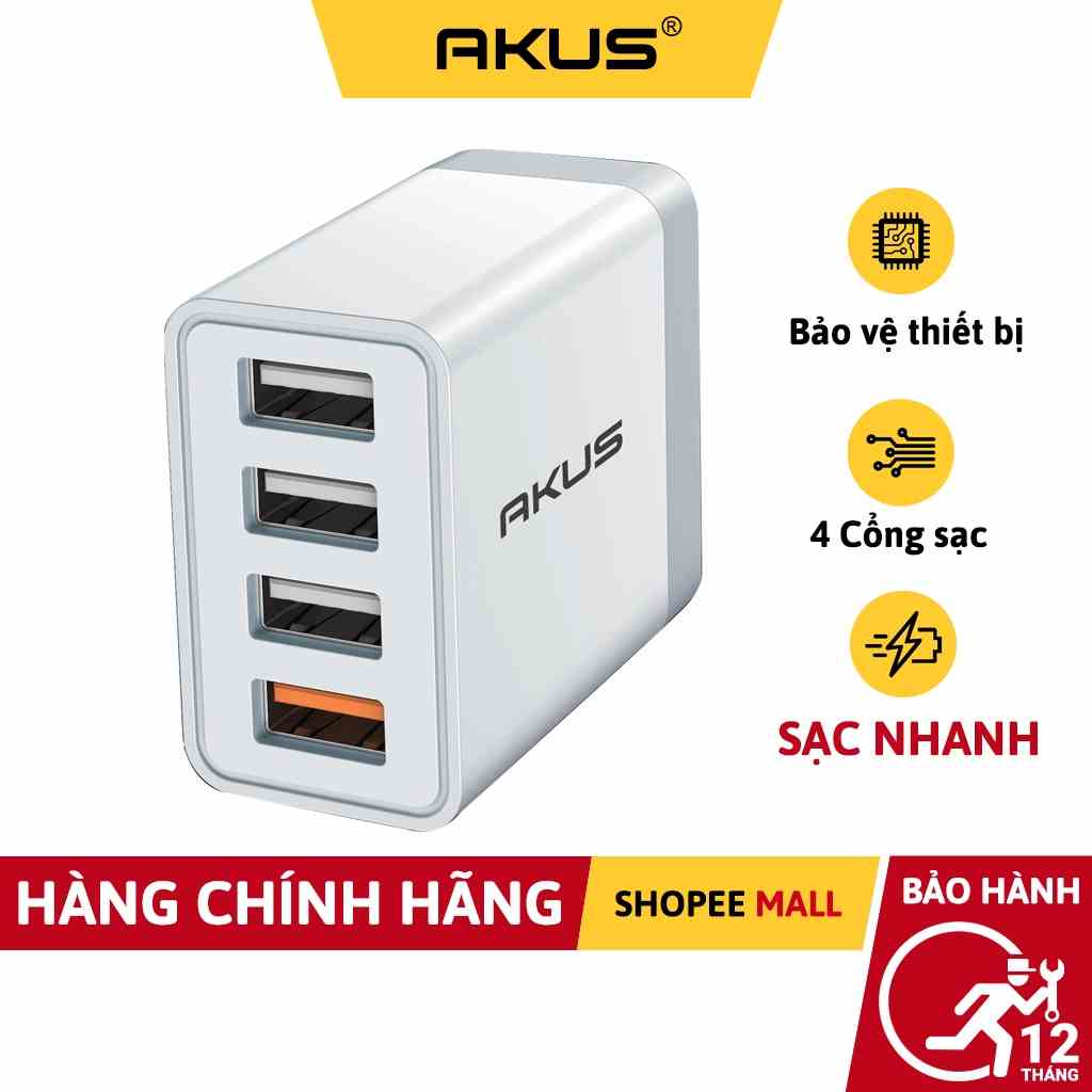 Củ sạc nhanh 4 cổng AKUS-S120 - Hàng Chính Hãng