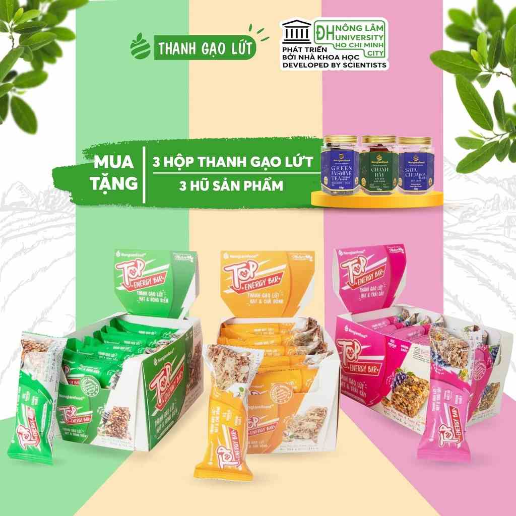 [MUA 3 TẶNG 3] Combo 3 hộp Top Energy Bar 272g - Thanh gạo lứt ngũ cốc hạt và chà bông, rong biển, trái cây Nonglamfood