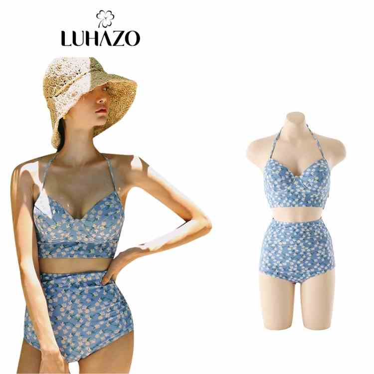 Bikini 2 mảnh nâng ngực cạp cao LUHAZO có gọng mút hở lưng đồ bơi đi biển sexy Hàn Quốc 2391 DK5T102